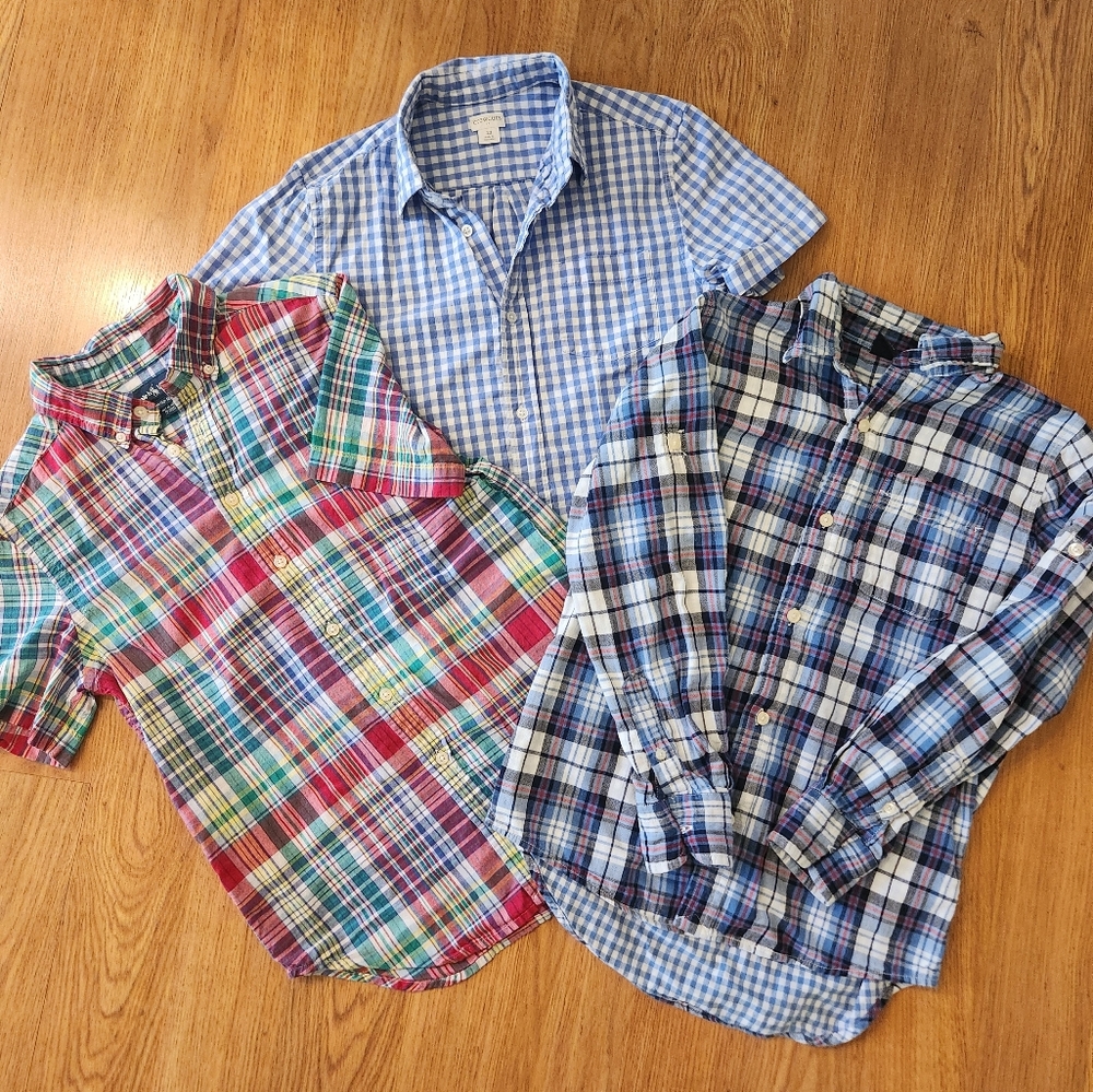 Ralph Lauren, Gap, Crewcuts Boy Casual Plaid Shirts - Bundled Bot Size 12
